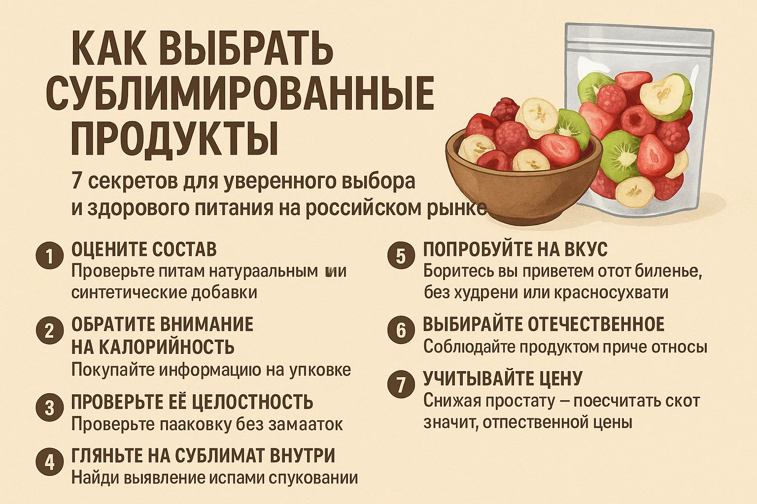 Как выбрать сублимированные продукты: 7 секретов для уверенного выбора и здорового питания на российском рынке